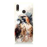 Huawei p20 Lite Uyumlu Silikon Kılıf Siyah Beyaz Asil Kartal