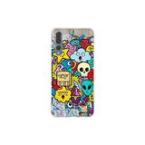 Huawei P20 Pro ile Uyumlu Grafiti Doodle Tasarımlı Şeffaf Silikon Kılıf