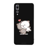 Huawei P20 Pro İle Uyumlu Siyah Meow Hug Desenli Silikon Kılıf