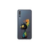 Huawei P20 Pro ile Uyumlu Splash Kedi Tasarımlı Şeffaf Silikon Kılıf