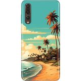 Huawei P20 Pro Kılıf Desenli Baskılı Tpu Rubber Kapak Malibu - 001-Renkli