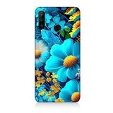 Huawei p30 Lite Uyumlu Silikon Kılıf Mavi Sarı Çiçekler