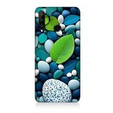 Huawei p30 Lite Uyumlu Silikon Kılıf Mavi Turkuaz Taşlar Ve Yeşil Yaprak