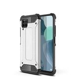 Huawei P40 Lite ile uyumlu Çİft Katman Koruyucu Crash Military Tank Kılıf - Gri