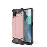 Huawei P40 Lite ile uyumlu Çİft Katman Koruyucu Crash Military Tank Kılıf - Rose Gold