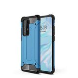 Huawei P40 Pro ile uyumlu Çİft Katman Koruyucu Crash Military Tank Kılıf - Mavi