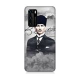Huawei P40 Uyumlu Atatürk Portresi Desenli Silikon Kılıf