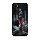 Huawei P40 Uyumlu Kırmızı Bıçak Desenli Silikon Kılıf