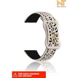 Huawei Watch Buds / Watch 4 / 4 Pro Uyumlu Leopar Desenli 5d Silikon Kordon (22MM) - Siyah - Bej