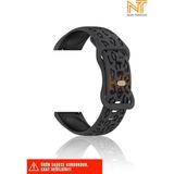 Huawei Watch Buds / Watch 4 / 4 Pro Uyumlu Leopar Desenli 5d Silikon Kordon (22MM) - Siyah