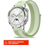 Huawei Watch Buds / Watch 5 / Watch 4 / 4 Pro / Watch 3 / 3 Pro Uyumlu Hasır Örgü Cırtlı Kordon 22MM - Açık Yeşil
