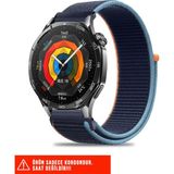 Huawei Watch Buds / Watch 5 / Watch 4 / 4 Pro / Watch 3 / 3 Pro Uyumlu Hasır Örgü Cırtlı Kordon 22MM - Deep Navy