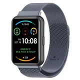 Huawei Watch Fit 2 Metal Hasır Kordon Woven Wire Metal Tasarım Kordon Koyu Gri