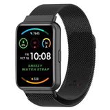 Huawei Watch Fit 2 Metal Hasır Kordon Woven Wire Metal Tasarım Kordon Siyah