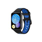Huawei Watch Fit 2 Spor Delikli Kordon - Siyah-Mavi