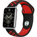 Huawei Watch Fit 2 Uyumlu Delikli Spor Silikon Saat Kordonu – Nefes Alabilir Delikli Tasarım, Dayanıklı, Rahat & Spor Için Ideal - Siyah - Kırmızı