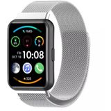 Huawei Watch Fit 2 Uyumlu Hasir Metal Orgu Islemeli Miknatisli Kordon Kayis