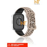 Huawei Watch Fit 2 Uyumlu Leopar Desenli Silikon Kordon - Huw. Fit2 - Bej - Siyah