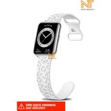 Huawei Watch Fit 2 Uyumlu Leopar Desenli Silikon Kordon - Huw. Fit2 - Beyaz