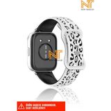 Huawei Watch Fit 2 Uyumlu Leopar Desenli Silikon Kordon - Huw. Fit2 - Black White Red