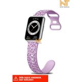 Huawei Watch Fit 2 Uyumlu Leopar Desenli Silikon Kordon - Huw. Fit2 - Lila