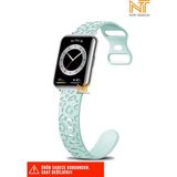 Huawei Watch Fit 2 Uyumlu Leopar Desenli Silikon Kordon - Huw. Fit2 - Su Yeşili