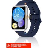 Huawei Watch Fit 2 Uyumlu Wave Silikon Kordon 20MM - Lacivert