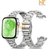 Huawei Watch Fit 3 / Fit 4 / Fit 4 Pro Uyumlu Paslanmaz Çelik Baklalı Klipsli Ayarlanabilir Kordon - Gümüş