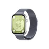 Huawei Watch Fit 3 Uyumlu Kordon Paslanmaz Metal Örgü Kayış Güçlü Mıknatıs Koyu Gri