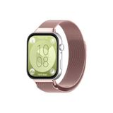 Huawei Watch Fit 3 Uyumlu Kordon Paslanmaz Metal Örgü Kayış Güçlü Mıknatıs Pembe