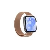 Huawei Watch Fit 3 Uyumlu Kordon Paslanmaz Metal Örgü Kayış Güçlü Mıknatıs Rose Gold