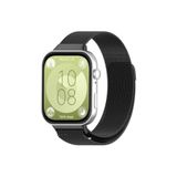 Huawei Watch Fit 3 Uyumlu Kordon Paslanmaz Metal Örgü Kayış Güçlü Mıknatıs Siyah