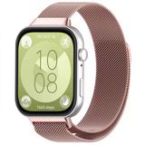 Huawei Watch Fit 3 Uyumlu Paslanmaz Hasır Örgü Metal Milano Kordon Strap Rose