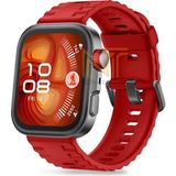 Huawei Watch Fit 4 Pro / Fit 4 / Fit 3 Uyumlu Siyah Tokalı Lansman Silikon Kordon - Kırmızı