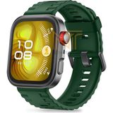 Huawei Watch Fit 4 Pro / Fit 4 / Fit 3 Uyumlu Siyah Tokalı Lansman Silikon Kordon - Koyu Yeşil