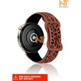 Huawei Watch Gt-Gt2-Gt3 42MM Elegant 20MM Uyumlu 5d Leopar Desenli Silikon Kordon - Kiremit