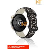 Huawei Watch Gt-Gt2-Gt3 42MM Elegant 20MM Uyumlu 5d Leopar Desenli Silikon Kordon - Siyah - Bej