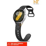 Huawei Watch Gt-Gt2-Gt3 42MM Elegant 20MM Uyumlu 5d Leopar Desenli Silikon Kordon - Siyah