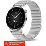Huawei Watch Gt / Gt2 / Gt3 Elegant 42MM Uyumlu Hasır Örgü Spor Cırtlı Naylon Kordon 20MM - Gri