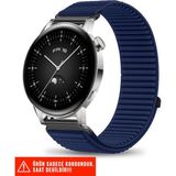 Huawei Watch Gt / Gt2 / Gt3 Elegant 42MM Uyumlu Hasır Örgü Spor Cırtlı Naylon Kordon 20MM - Lacivert