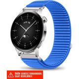 Huawei Watch Gt / Gt2 / Gt3 Elegant 42MM Uyumlu Hasır Örgü Spor Cırtlı Naylon Kordon 20MM - Mavi