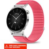 Huawei Watch Gt / Gt2 / Gt3 Elegant 42MM Uyumlu Hasır Örgü Spor Cırtlı Naylon Kordon 20MM - Pembe