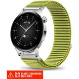 Huawei Watch Gt / Gt2 / Gt3 Elegant 42MM Uyumlu Hasır Örgü Spor Cırtlı Naylon Kordon 20MM - Yeşil