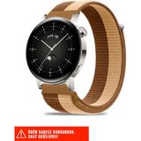 Huawei Watch Gt / Gt2 / Gt3 Elegant 42MM Uyumlu Hasır Örgü Spor Cırtlı Pratik Naylon Kordon 20MM - Kahverengi