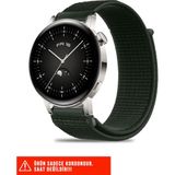Huawei Watch Gt / Gt2 / Gt3 Elegant 42MM Uyumlu Hasır Örgü Spor Cırtlı Pratik Naylon Kordon 20MM - Koyu Yeşil