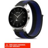 Huawei Watch Gt / Gt2 / Gt3 Elegant 42MM Uyumlu Hasır Örgü Spor Cırtlı Pratik Naylon Kordon 20MM - Siyah - Lacivert