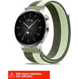 Huawei Watch Gt / Gt2 / Gt3 Elegant 42MM Uyumlu Hasır Örgü Spor Cırtlı Pratik Naylon Kordon 20MM - Yeşil