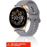 Huawei Watch Gt / Gt2 / Gt3 Elegant 42MM Uyumlu Wave Silikon Kordon 20MM - Gri