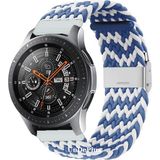 Huawei Watch GT GT2 GT3 GT4 GT5 42mm/Honor Magic 2 Kordon Metal Klipsli Flexi Örgü - Açık Mavi - Beyaz - Huw 20mm
