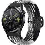 Huawei Watch GT GT2 GT3 GT4 GT5 42mm/Honor Magic 2 Kordon Örgü Tokalı Kordon - Siyah-Gri - Huw 20mm